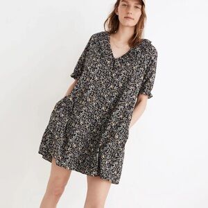Madewell Ruffle Button-Front Trapeze Dress in Folkmagic Floral